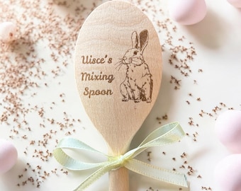 Easter Personalised Wooden Spoon, First Easter Keepsake, Easter Bunny Design, Child’s Baking Spoon, Rabbit Mixing Spoon, Laser Engraved