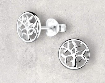 Personalised Box, 925 Sterling Silver Tree Of Life Stud Earrings, Engraved Gift Box, Birthday Present, Mother's Day, For Her, Anniversary