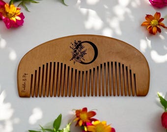 Personalized Peach Wood Birthing Comb: Acupressure Labor Aid