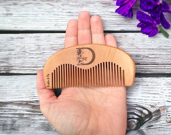 Personalised Peach Wood Birthing Comb: Acupressure Labor Aid