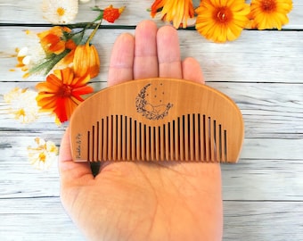 Eco Peach Wood Birthing Comb, Acupressure Comb, Labour Aid, Anxiety Comb, Pain Relief, Baby Shower Gift