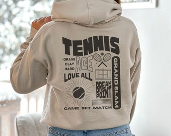 Tennis Hooded Sweatshirt, Tennis Collage Athletic Hoodie