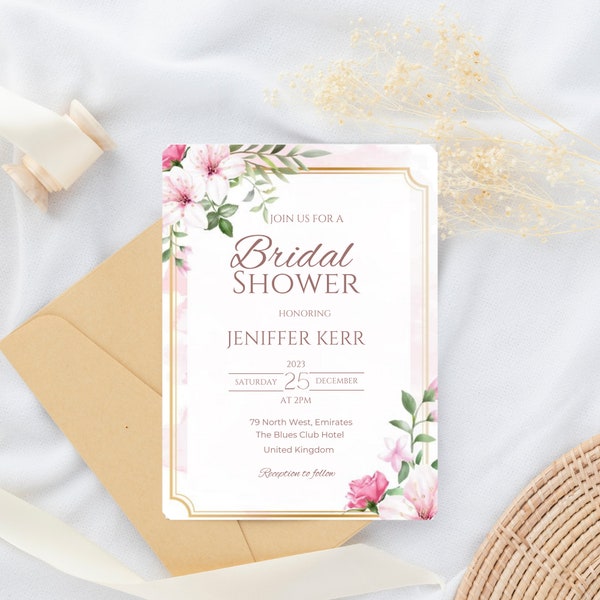 Floral Elegance Bridal Shower Invitation Cards