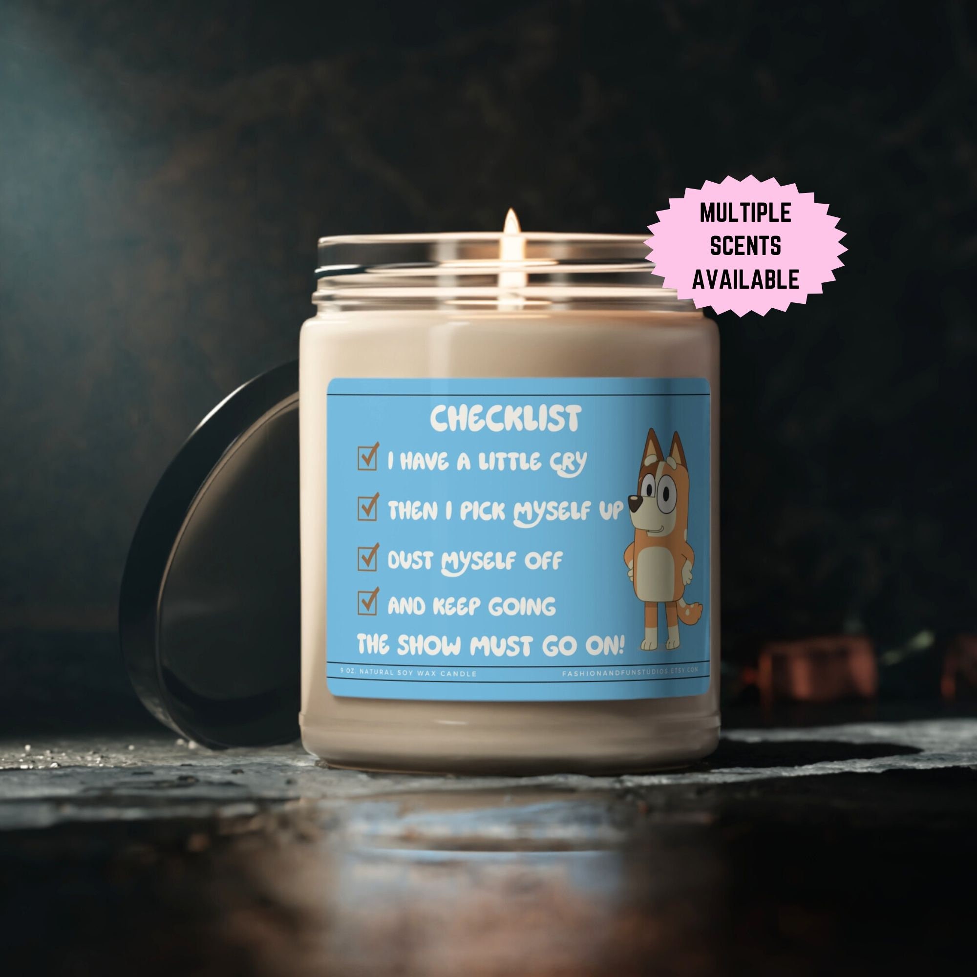Bluey Inspired Chilli Heeler Checklist Candle, Funny Mom Gift, Bluey Decor, Chilli Mum Heeler