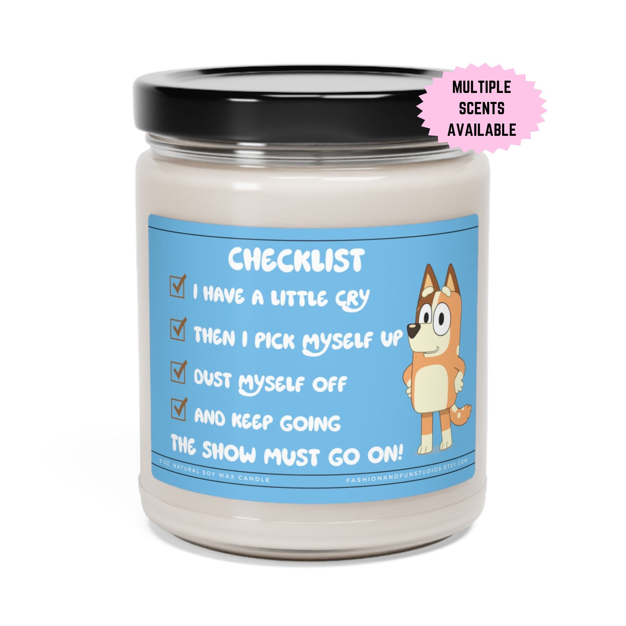 Bluey Inspired Chilli Heeler Checklist Candle, Funny Mom Gift, Bluey Decor, Chilli Mum Heeler