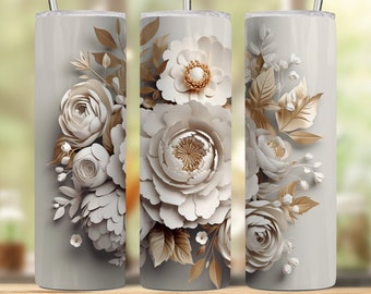 3D Flowers Minimalist sublimation tumbler wrap - digital file, includes mock ups