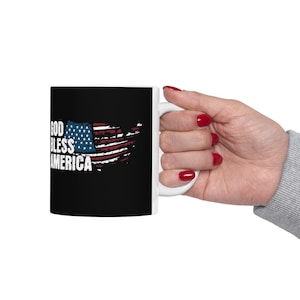 God Bless America Patriotic Ceramic Mug - 11oz/15oz - Gift