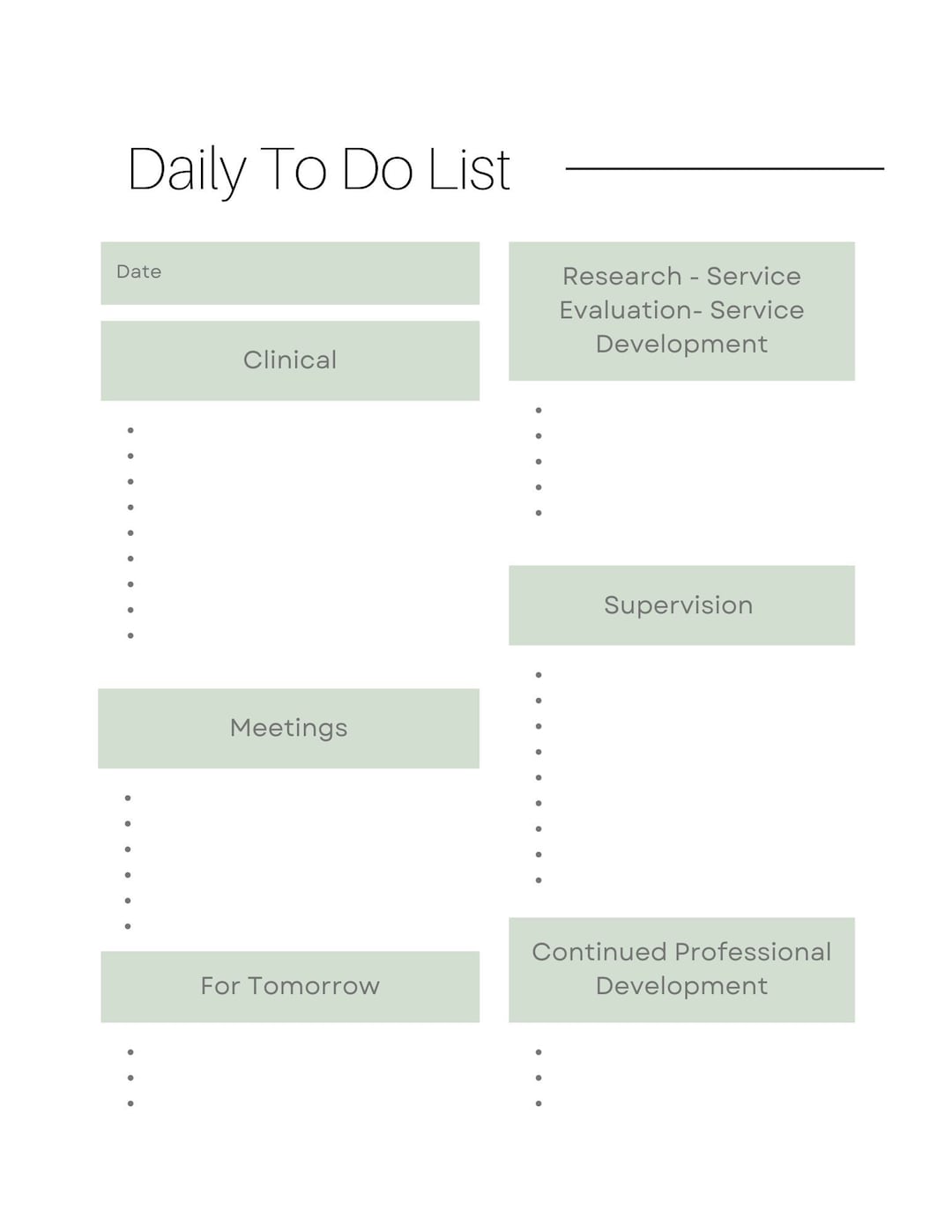 Daily Planner to Do List PDF Template- Psychologist - Therapist- Mental ...