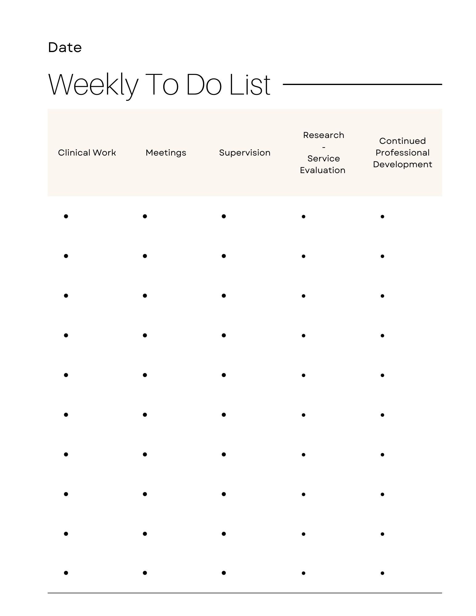 Planner Weekly to Do List PDF Template- Psychologist - Therapist ...