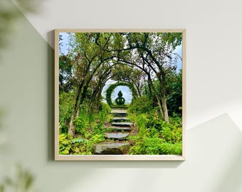 Zen Garden Wall Art Print, Peaceful Nature Photography, Meditation Garden Path, Printable Wall Art, Calm Green Landscape Digital Download