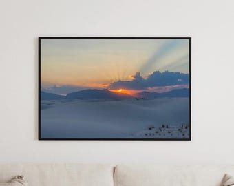 White Sands Sunset Wall Art, Desert Landscape Photography, Neutral Wall Decor, Printable Art, Calm Nature, Digital Download