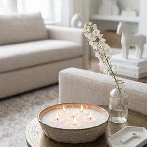 Handgjort keramiskt lågprofilsljus | Minimalistisk pärlvax-sanddesign | Svart eller vitt
