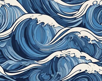 36 Shades of Blue Waves - 36 Color Paint by Number Kit