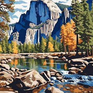 Yosemite Half Dome - 24 Color Paint by Number Kit