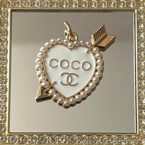 Last One Rare-ELEGANT- Chanel white heart zipper pull charm/pendant.