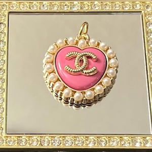 Beautiful- Pink Heart Chanel button/charm pendant.