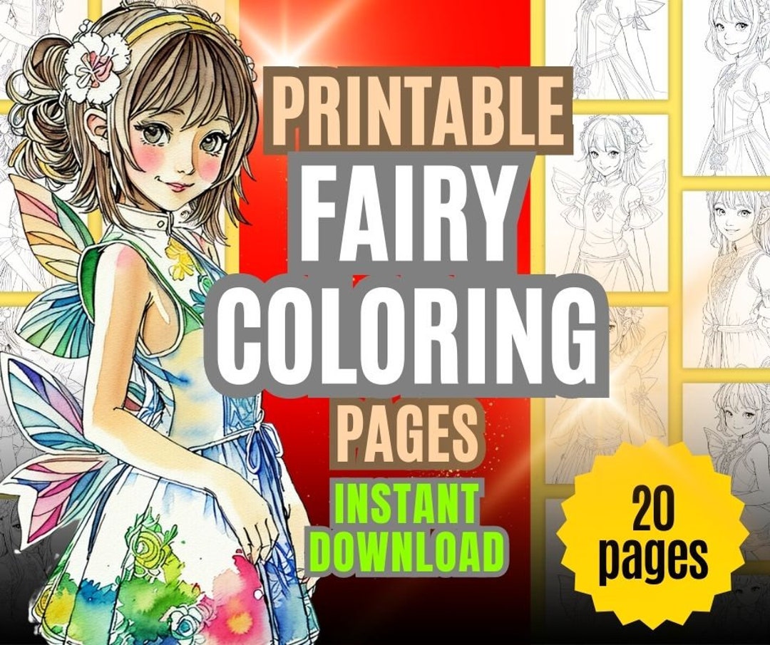 Whimsical Fairy Coloring Pages for Adults and for Kids - Etsy