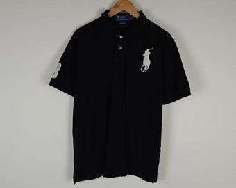 Polo Ralph Lauren Pikétröja VTG 3 Logotyp Svart storlek XXL
