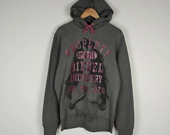 Diesel Industry Hoodie Grå Tröja Flicka Mönster Storlek XL