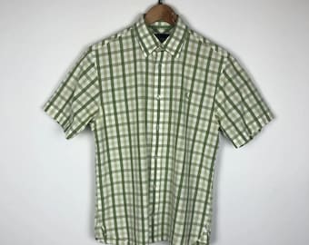 Fred Perry rutig skjorta kortärmad liten logotyp storlek S