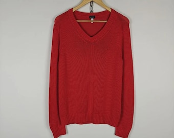 Armani Jeans Sweater Knit VTG Pullover V-Neck Red size M