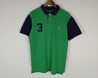 Polo Ralph Lauren Pikétröja VTG 3 Logo Grön storlek XL