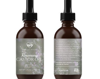 Rosemary Castor Oil | Cold Pressed Hexane-Free | Holistic, for Eyebrow & Eyelashes + Dry Skin, Hair Growth
