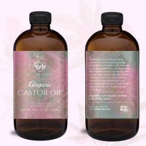 Organic Castor Oil in Glass Bottle | Pure Cold Pressed Hexane Free | Holistic, Eyebrow & Eyelash, Dry Skin, Belly Button, Hair Growth