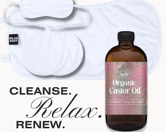 Kit de envoltura de aceite de ricino WILDE BODY con 8 oz de aceite de ricino incluido