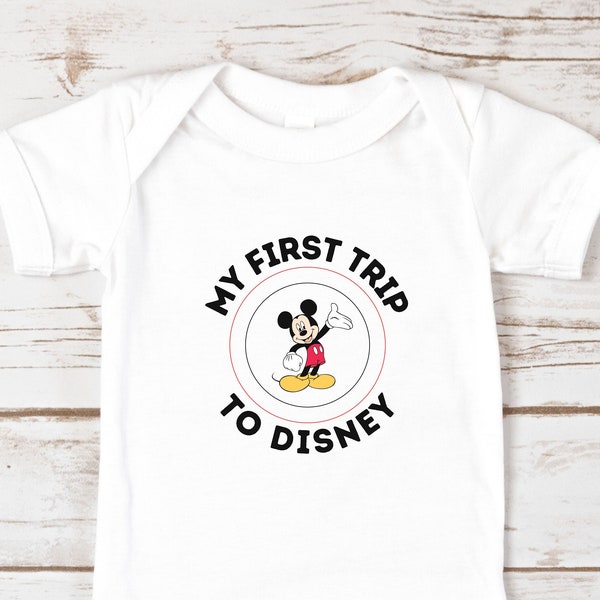 My First Trip to Disney Onesie, Mickey bodysuit, Baby Boy outfit, Babies first Trip, Matching Disney Shirts, Mickey Baby