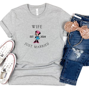 Just Married Minnie Wife Tshirt, Just Married, Disney Couples Honeymoon shirt, Wife shirt, Cute Disney Shirt