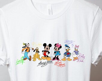 Character Autographs, Mickey and Pals shirt, Unisex Disney shirt, Vacation shirts, Sensational Six, Classic Disney, Mickey Mouse Shirt