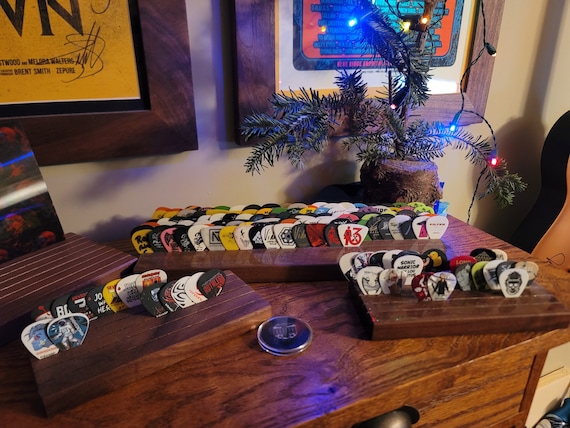 Solid wood guitar pick display