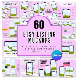 Square Etsy Mockups for Listing, Canva Mockups for Printables, Canva Listing Templates, Mockup Etsy Listing Templates, Mockup Canva Template