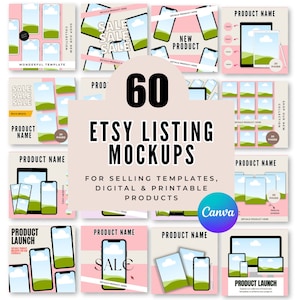 Square Etsy Mockups for Listing, Canva Mockups for Printables, Canva Listing Templates, Mockup Etsy Listing Templates,Mockup Canva Templates