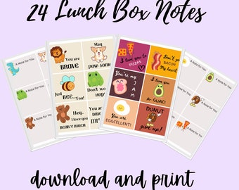 Printable Lunchbox Notes for kids - 24 Inspirational Messages for Children, kids lunchbox notes, messages, printable lunchbox cards