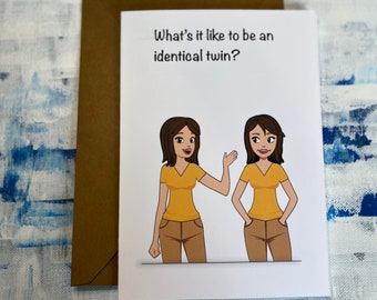funny twin birthday card - twin birthday card - twin card - What's it like