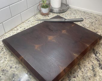 Handmade Walnut End Grain Butcher Block Cutting Board, Large Chef Prep Board