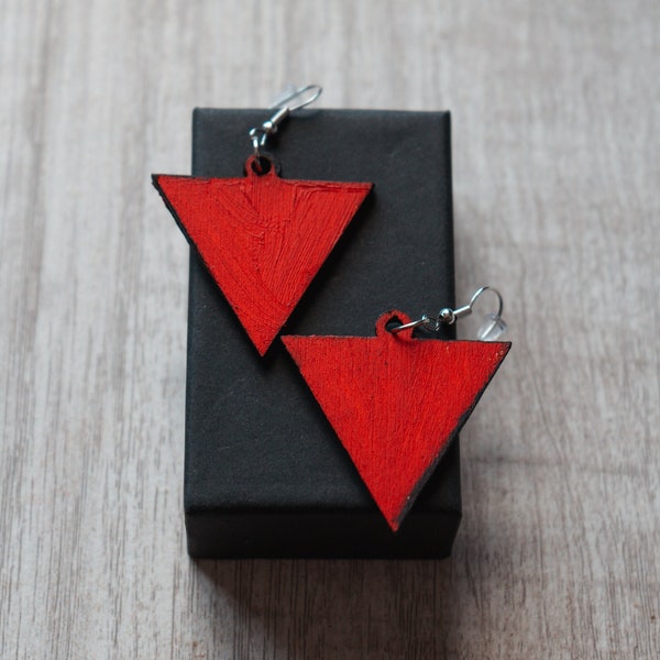 Red Triangle Earrings I Handmade Earrings I Palestine Earrings I Statement Accessory