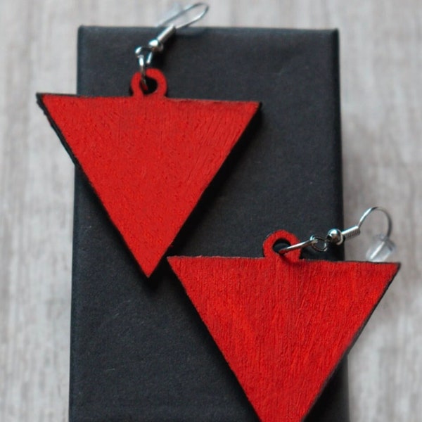 Red Triangle Earrings I Handmade Earrings I Palestine Earrings I Statement Accessory