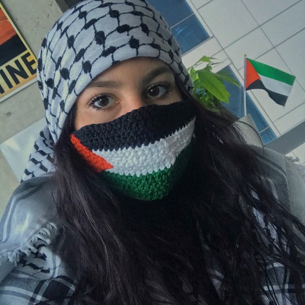 Palestine Flag Mask I Handmade Crochet Face Mask I Statement Accessory I Trendy Face Mask I 100% Cotton Lining