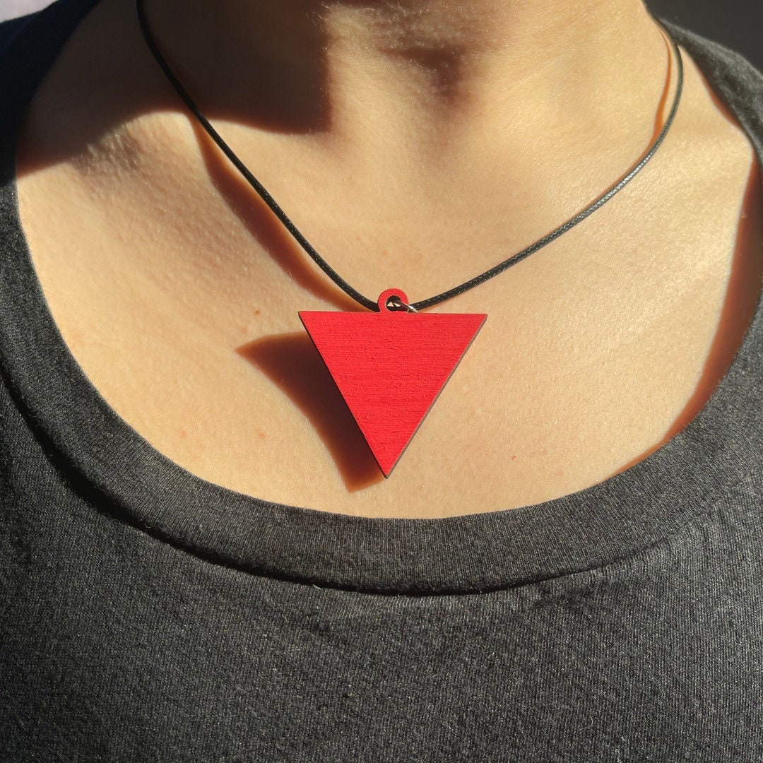 Handmade Red Triangle Necklace: Statement Accessory - Etsy