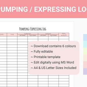 Breastfeeding Log | Pumping Log | Expressing Log | Nursing Log | Exclusively pumping tracker | Pumping record | Baby shower present