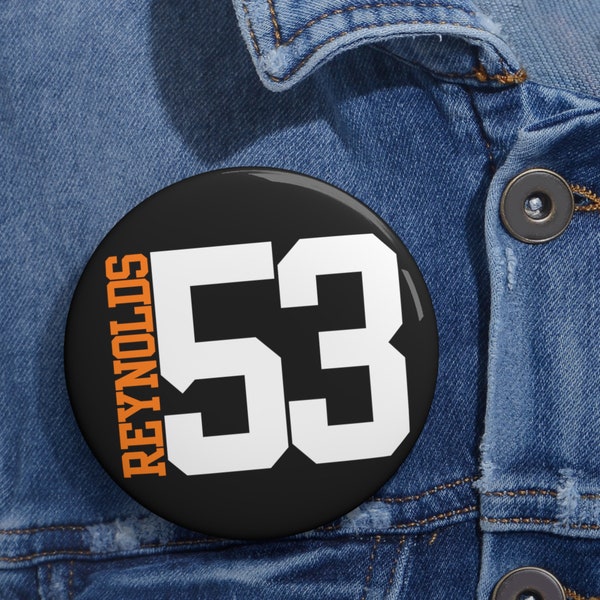 Custom player/team name and number Pin Buttons, jersey number, soccer baseball football volleyball softball basketball