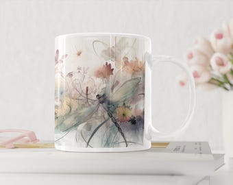 Dragonfly Watercolour Mug | 11oz Standard Printed Mug