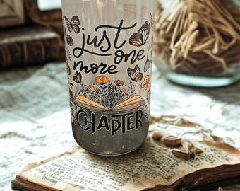 Book Lover Glass Tumbler | Reading Themed Iced Coffee Cup (16oz)