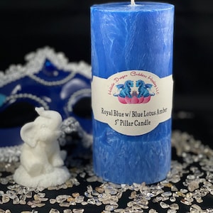 Royal Blue Pillar Candle  /Handmade / Self care / High Vibrational / Holistic / Spiritual / Blue Lotus Amber