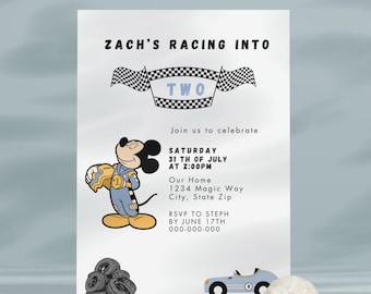 Editable Roadster Racers Invitation Racing Party Invite Race Car Birthday Mickey Mouse Digital ...