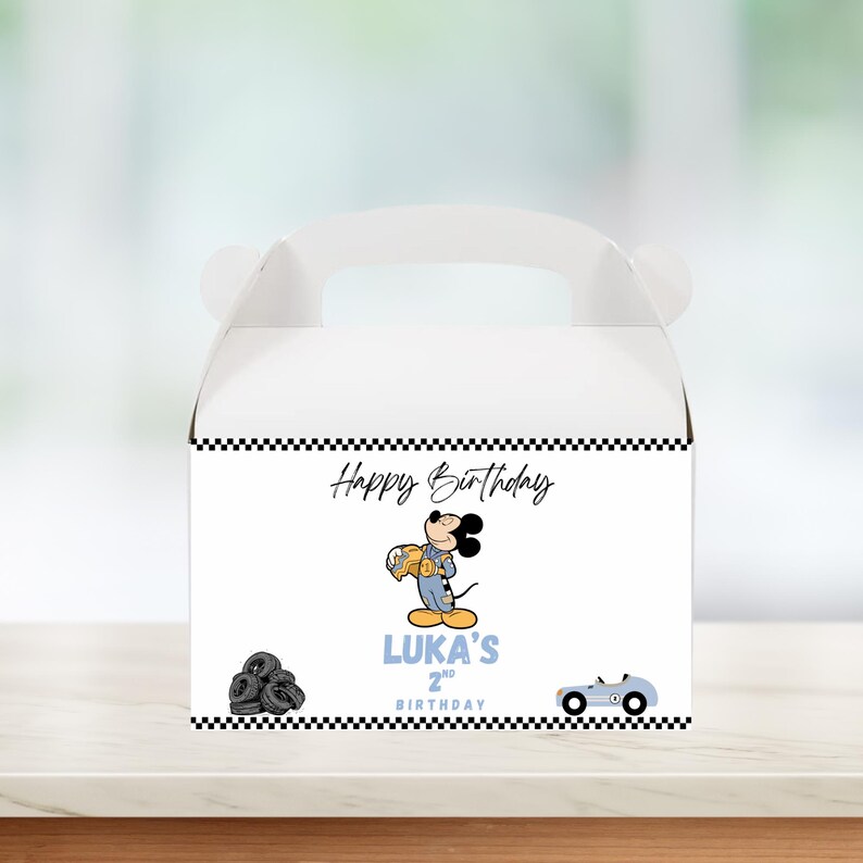 Mickey Roadster Racer Treat Box Template, Birthday Party, Race Cars Gable Boxes, Downloadable ...