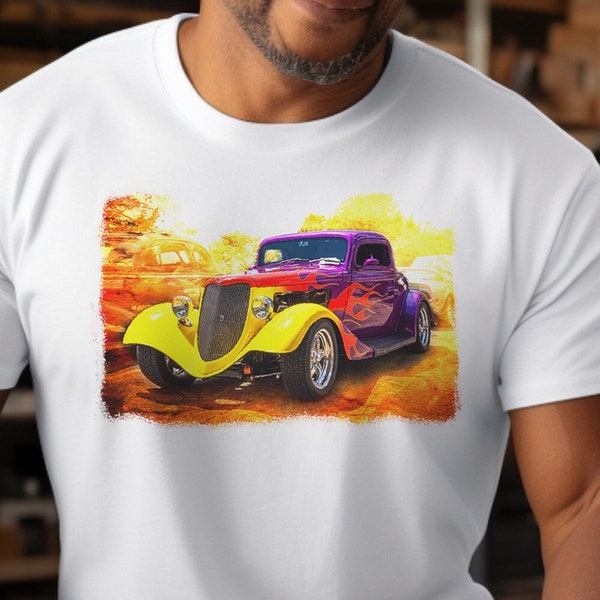 Show off your new car T-Shirt! A 1942 Ford, Custom Coupe, Roadster Chopped Hot Rod. Fast Cars and, Big Block Loud Engines with Horsepower